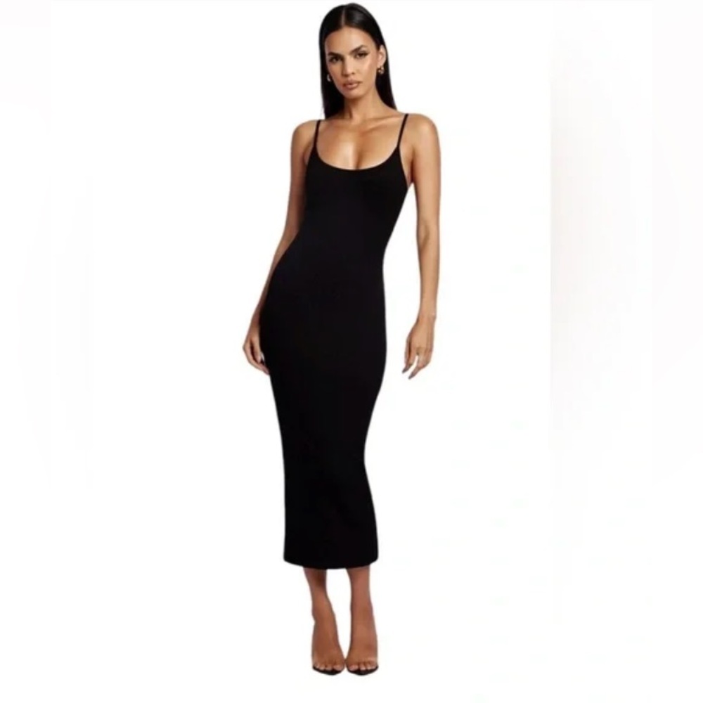 Meshki Alexis Ribbed Cami Midi Dress - Black Large
